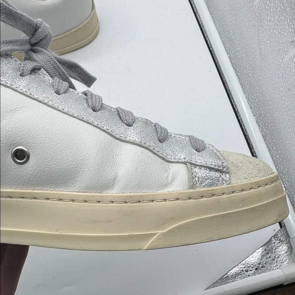 P448‎ Women's John Embellished Low-Top Sneakers Silver Sparkle Size 40 - Picture 6 of 16